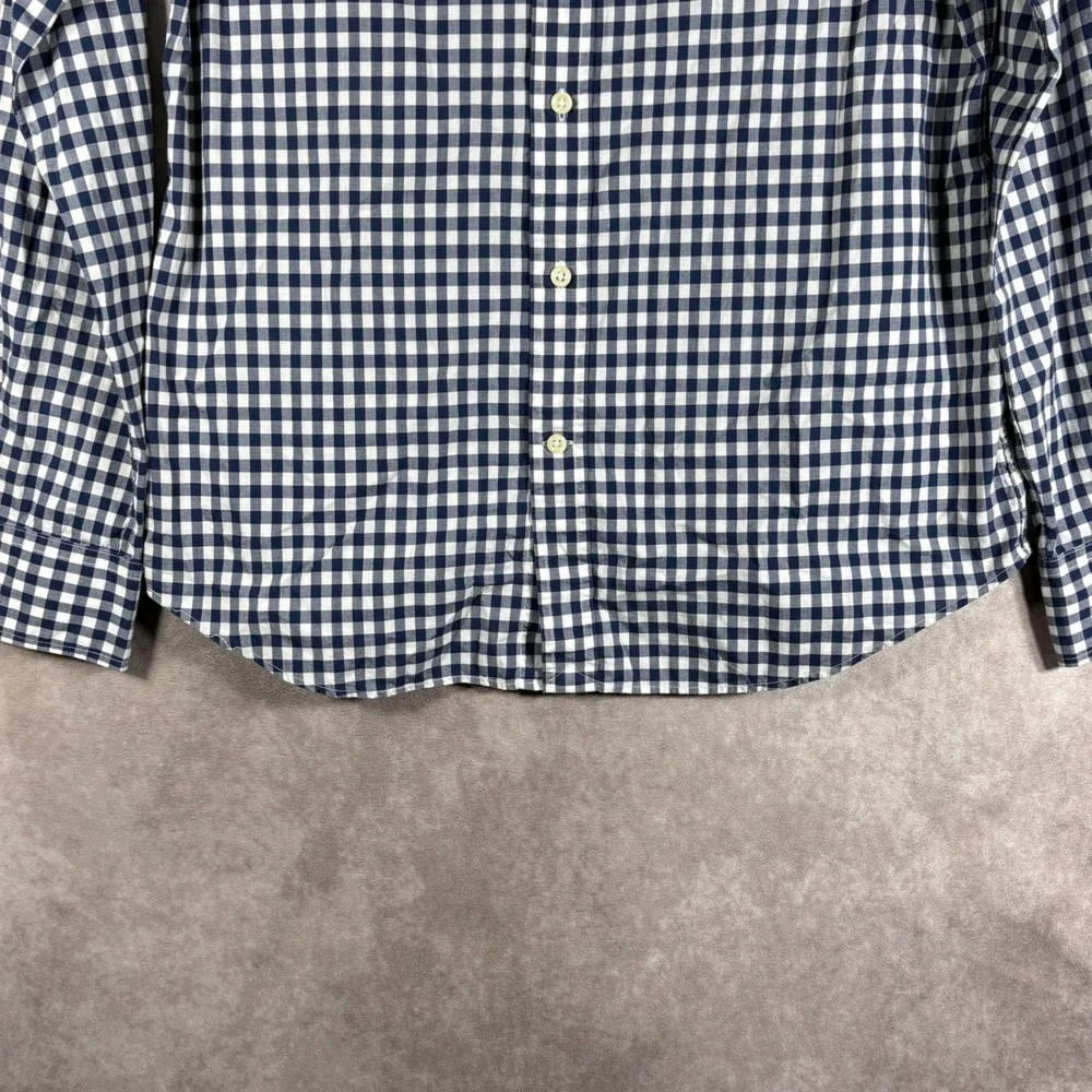 Ralph Lauren Button Down Shirt Boys Size 12 Navy Gingham Slim Fit Cotton Classic